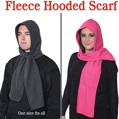 NEW Fleece Hooded Scarf Warm & Comfortable One Size Fits Most 7 Colors 1 or 2 Pack