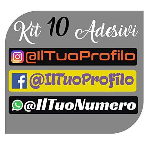 CrisPhy Set di x10 Adesivi in Vinile con Il Tuo Profilo Instagram, Facebook, Whatsapp – Bici, Casco, Racchetta da Paddle, Skateboard, Auto, Moto, ECC (Font Pack 2)