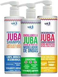 Kit de Tratamento Ondulando a Juba WIDIcare para Cabelos Ondulados, Vegano, Shampoo, Condicionador, Creme Pentear - 3x500ml