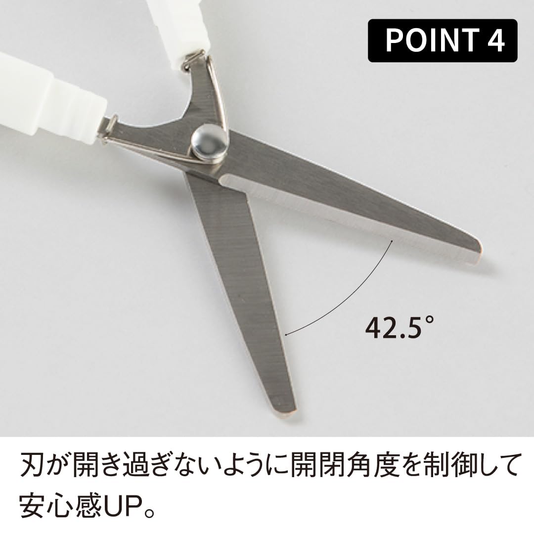 シンプルな白いはさみ ミササ 右利き用ステンレス裁ちはさみ20cm 白 キャップ付き 1丁