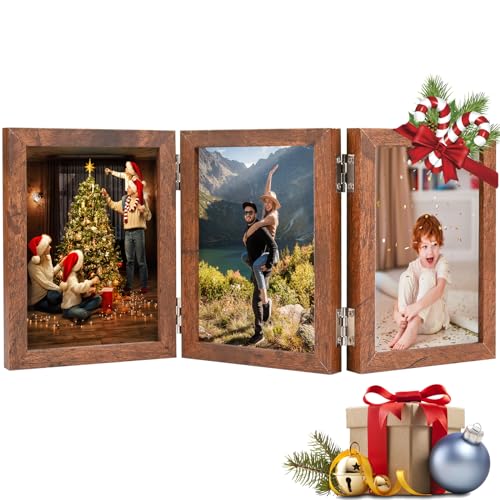 Czemo Cornice Foto Multiple 10X15cm, Pieghevole Portafoto da Tavolo Cornici per 3-6 fotos per Foto Collage Cornice, Famiglia Cornice da Tavolo Memoriale Cornice, Cornici per Foto di Nozze