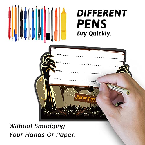 Cusrtyh 15 Sheets Halloween Party Invitation Cards With With 15 Envelopes，Halloween Shaped Fill-In Invitations，Double Sided Halloween Party Invitation Cards，Halloween Party Supplies #TOP1