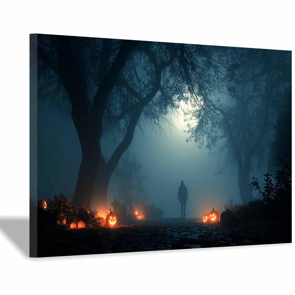 Art mural d'Halloween CUDAOO bleu brume tableau de qualité supérieure