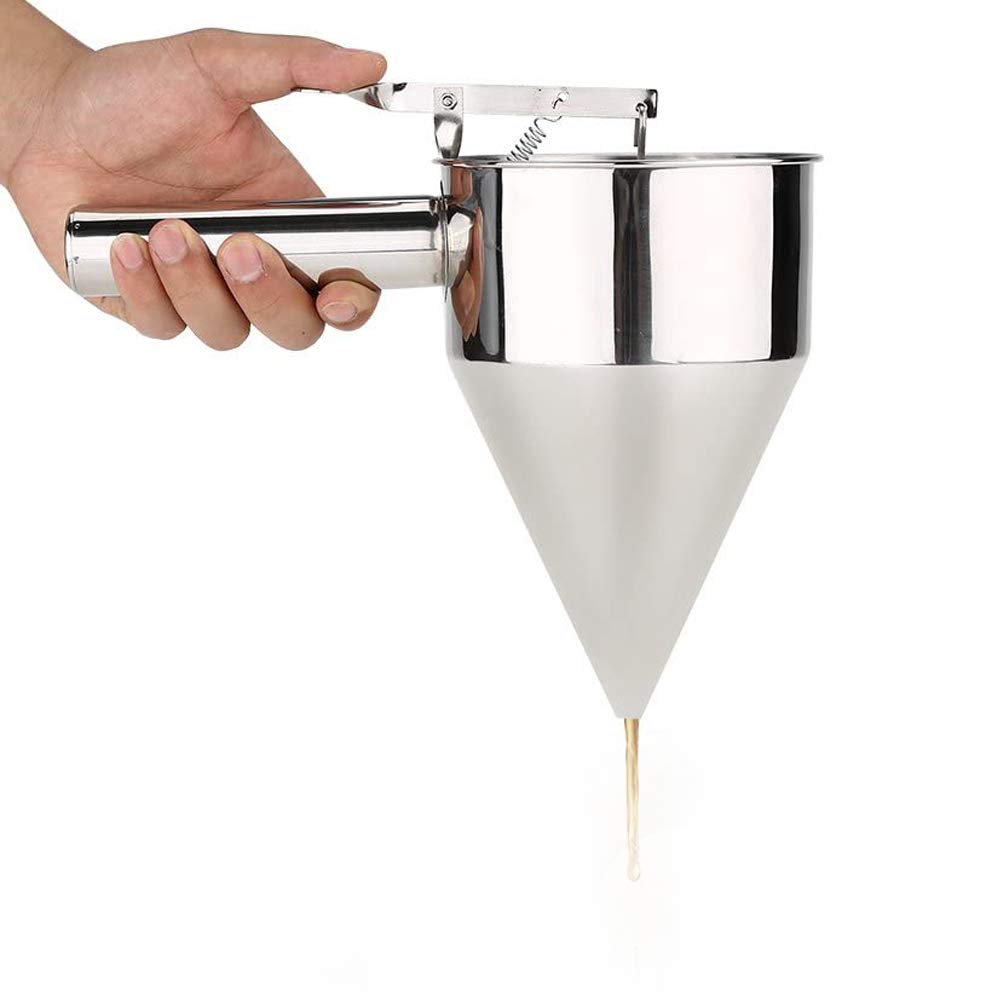 Stainless Steel Conical Funnel with Piston for Baking Cake Desserts Syrup Batter Dispenser Cooking Tool with Shelf Stainless Steel Funnel for Baking Batter Dispensing Syrup Pouring Cake Decorating - Image 3