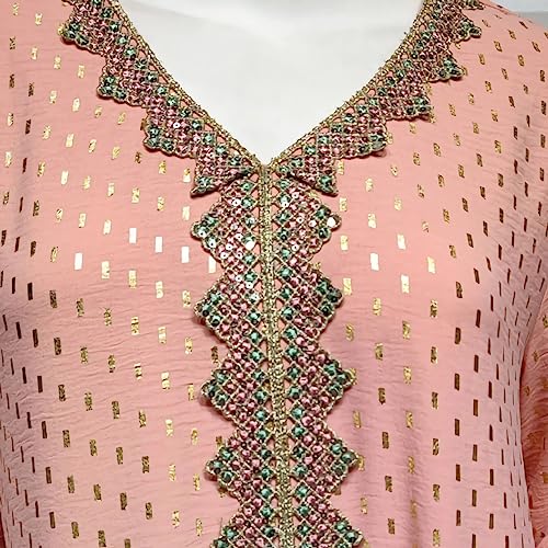 FPOVFPO Women's Muslim Abaya One-Piece V Neck Bronzing Dress Islamic Full Length Kaftan Daily Casual4