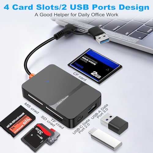 6 in 1 Multi Kartenlesegerät, USB USB-C auf SD/TF/CF/MS SD Kartenleser, SD Kartenleser USB Adapter für iPhone/iPad/MacBook Pro/Air, Unterstützt Micro SD, CF, SDXC, Micro SDXC, MS usw Karten