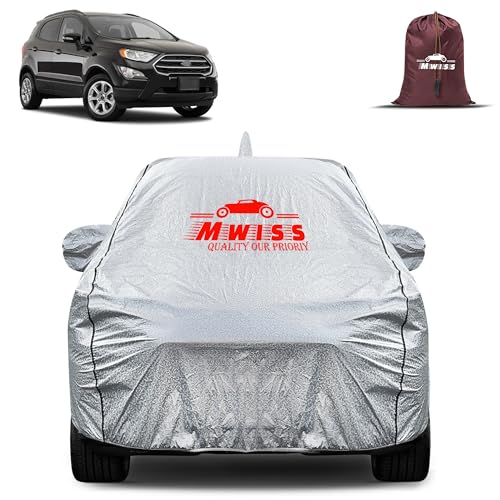 Image of Waterproof Car Body Cover for Ford Ecosport | Mirror & Antenna Pocket Anti-Scratch with Soft Cotton Inner Lining Triple Stitched Protection| Heat Resistant | Rain Protection (Silver)