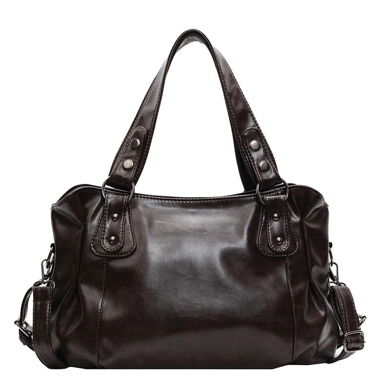 Coolives Damenhandtasche Hobo Handtasche Schultertasche Shopper aus PU-Leder Damen Tasche Hobo Damentasche Umhängetasche Taschen Henkeltasche für Frauen Mutter Dunkelbraun