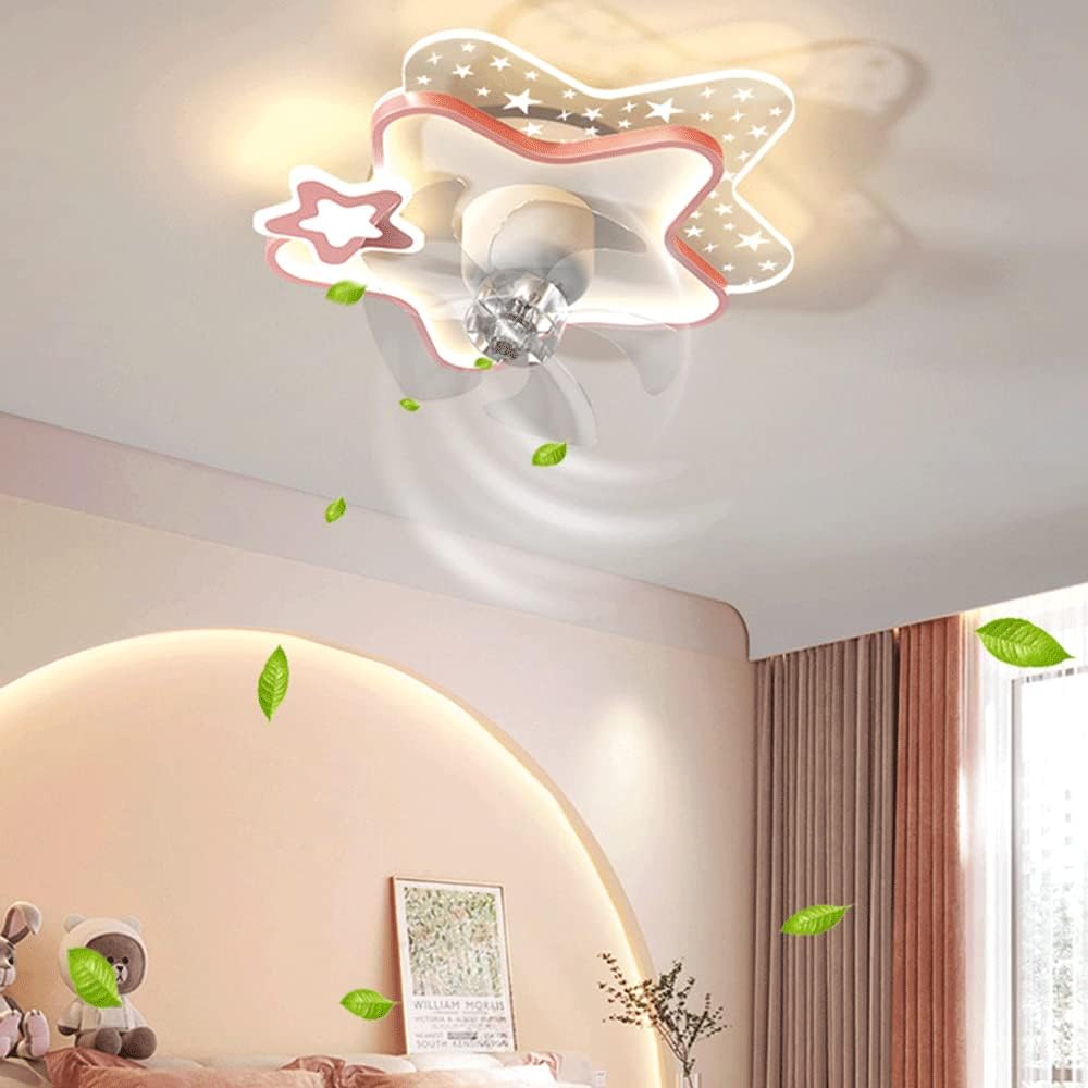 Plafonnier Pentagram Créatif Avec Ventilateur, Plafonniers Led Modernes À Intensité Variable Avec Ventilateur Rotatif À 360 ° À 6 Vitesses, Éclairage Décoratif Simple Pour Chambre À Coucher Di
