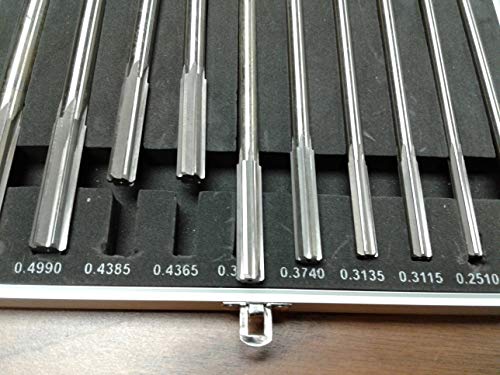 14 pc Straight Flute Chucking Reamer Set, Fractional Over Under Sizes, M2 High-Speed Steel