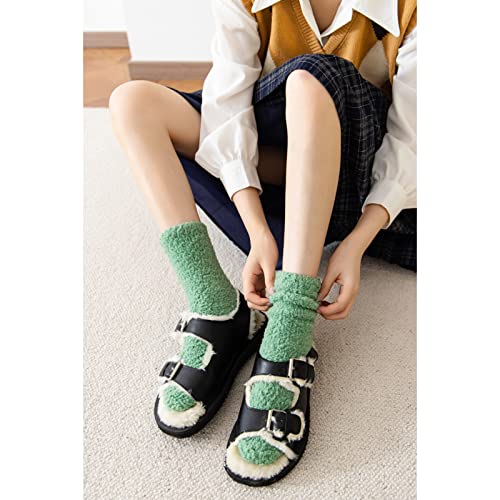 Women Girls Fuzzy Fluffy Socks Non-Slip Stripes Cozy Fuzzy Fleece-Lined Slipper Socks Super Soft Casual Microfiber Fluffy Pattern Home Sleeping Cute Animal Socks #TOP1