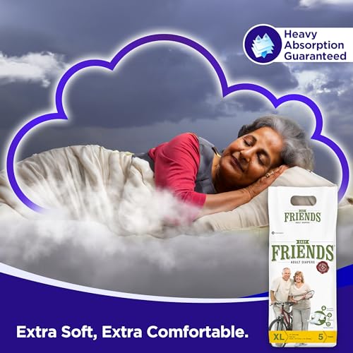 Image of Friends Easy Adult Diapers Tape Style - (Extra Large) with odour lock and Anti-Bacterial Absorbent Core- Waist Size 29.53-62.99 Inch ; 75-160 Cm
