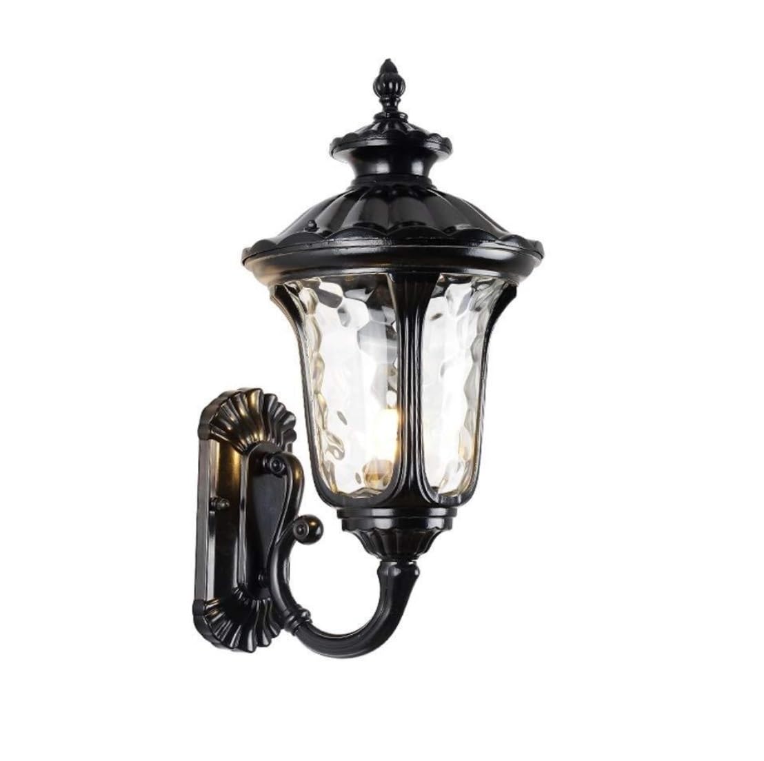 CVdrtyED Outdoor Wall Lights E27 Waterproof Outdoor Wall Light Aluminum Glass Exterior Sconce Europe Lamp for Garden Doorway Corridor Durable Porch(Black,H 40CM)