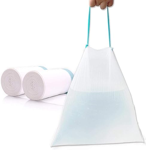 Bolsa de basura pequeña con cordón de 4 galones, bolsas de basura para baño, dormitorio, hogar, oficina, botes de basura - 100 unidades2 rollos)