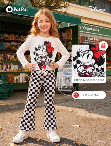 Image of Disney Girls Outfits Long Sleeve Knot Front Shirt Flare Pants 2PC Clothes