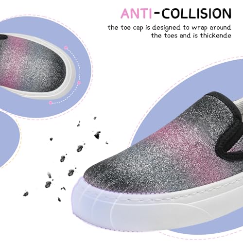 Toddler Sneakers for Girls Boys Low Top Slip On Kids Canvas Casual Shoes Comfortable Walking Sequins Glitter Shoes 6