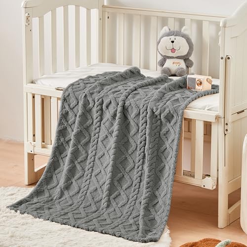 Image of Yurhap Sherpa Baby Blanket, Soft Plush Fleece Baby Blankets for Boys Girls | Soft Baby Boy Blankets for Infant Toddler Newborn Gifts, Fluffy Baby Essentials, For Crib Stroller, 30 inchx40 inch, Grey