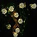 Produktbild JVJ 12 LED 2 Modi Solarlicht Yellow gelb warmes Weiß marokkanisch Metall Kugel Laternen-Verzierung String für Außen Garten, Haushalt, Hochzeit, Weihnachten, Wasserdicht (Ball-Durchmesser: 4cm)