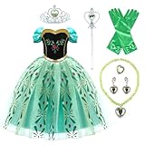 TPMG Princess Anna Costume Coronation Dress Little Girls Halloween Dress Up Clothes Kids Pretend Play with Crown Accessories, 4T