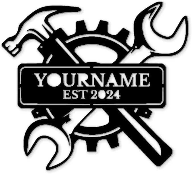 Personalized Wrench Repair Sign - Custom Metal Wall Art, Black Farmhouse Style for Workshop, Gifts for Handymen, DIYers