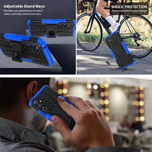Iokmax for Samsung Galaxy A34 5G Case with 2 Pack Screen Protector,Military Grade Shockproof, Heavy Duty Robust Bumper Cover with Kickstand for Samsung Galaxy A34 5G Phone Blue