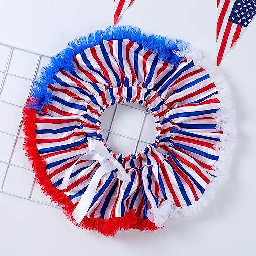 Dakeik 4Th Of July Baby Girl Outfits 3-6 Months Infant My First 4Th Of July Baby Girl Outfit Romper+American Flag Tutu Skirt +Hairband Patriotic Memorial Day 3Pcs Set Clothes #TOP4