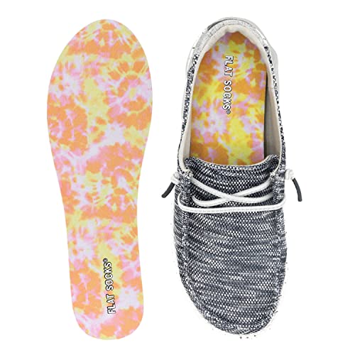 Flat Socks No Show Socks, Sockless Shoe Liner, No Slipping, No Stinking, Washable Barefoot Shoe Insert For Men And Women, Citrus Tie Dye, Small #TOP6