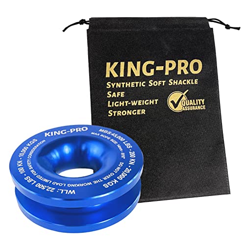 King-Pro Snatch Recovery Ring, 45000 Lbs Winch Snatch Block Pulley Towing Ring, For Atv Utv Suv Truck Off-Road Vehicle Towing Soft Shackle Recovery（Blue） #TOP2