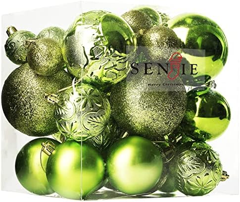 Senjie Apple Green Shatterproof Christmas Ornaments, 32 Pcs Multi...