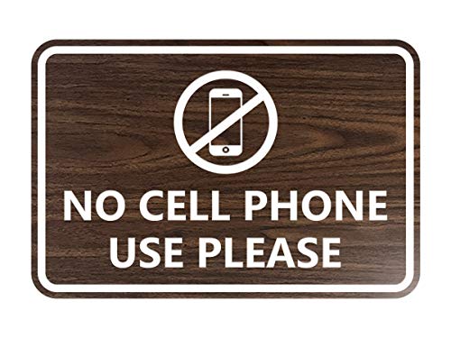 Signs ByLITA Classic Framed No Cell Phone Use Please (Walnut) - Large 1 Pack