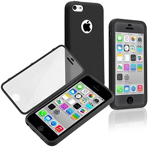 Generic iSee Case Black Gel Slim TPU Protective Cover Case Built in Screen Protector for Apple iPhone 5C