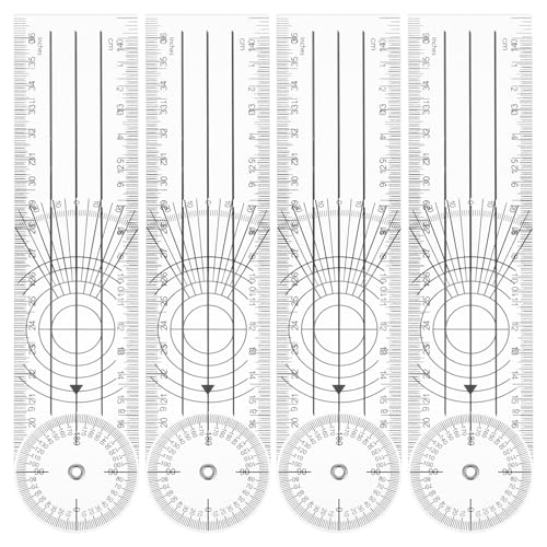 Regla Plegable Medidor de Ángulos 8 Pulgadas Plástico 4pcs miniatura 1
