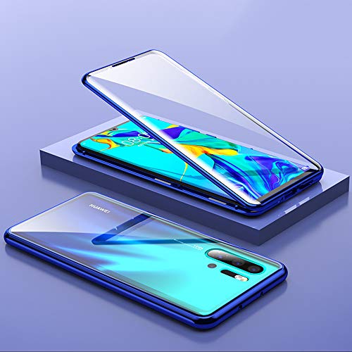 Luvi EC2059-P30P-3 Fusicase For Huawei P30 Pro Magnetic Adsorption Case Metal Bumper Frame Clear Tempered Glass Full Body Hard Back Cover cover