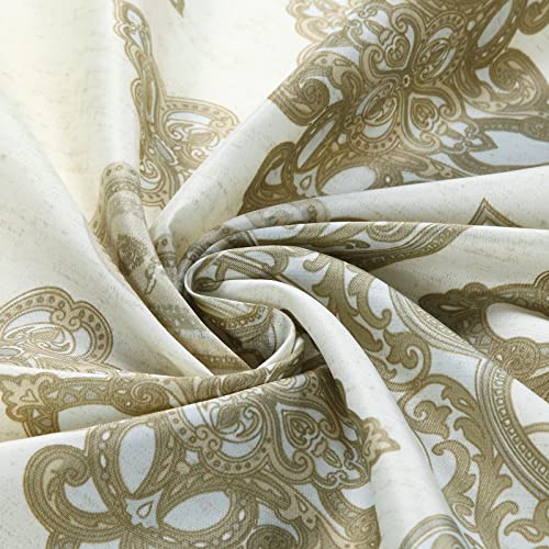 Bestripes Fabric Shower Curtain, Beige And Tan Printed Ombre Boho Paisley Damask Pattern Shower Curtains For Bathroom, Waterproof Bathroom Curtains, 72" W X 72" H #TOP3