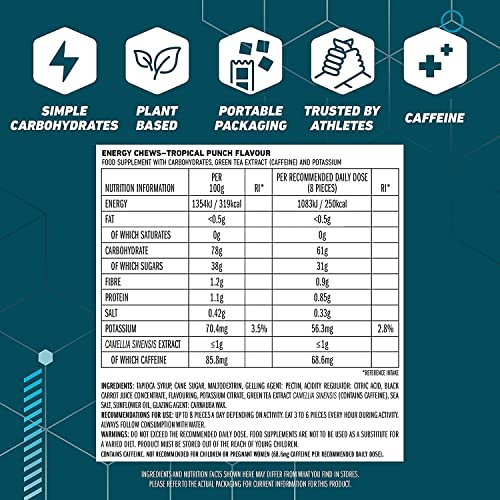 Clif Bloks Energy Chews Tropical Punch with Caffeine Sports Supplements, 60 g (Tropical - 3 Packs) - Image 3