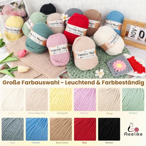 Aeelike Merino Schurwolle (300g) – Hellrosa Häkelwolle – Bild 7