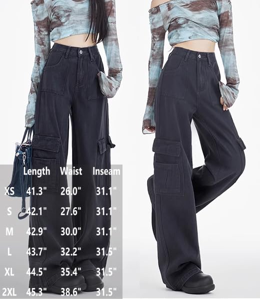 Wide Leg Cargo Pants Women, Multi-Pocket Design, Casual Cotton2