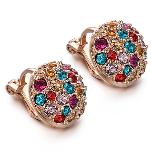 Yoursfs Clip On Earrings with Round Austrian Crystals Christmas Gifts For Women Kids Non Pierced Ears4