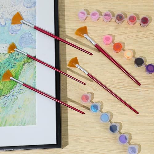 Mozeat Lens 575034_2_CKJKX1DL 5 Pcs Fan Paint Brushes Set Acrylic Paint Brushes Set Professional Soft Anti-Shedding Nylon Hair Fan Paint Brush thumb #5