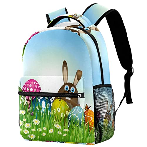 Sac à dos lapin de Pâques léger pour livres d'école enfants