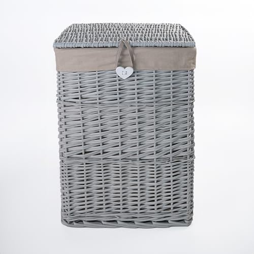 Wickerfield Grey Square Corner Handmade Wicker Laundry Basket (Large) - Image 4