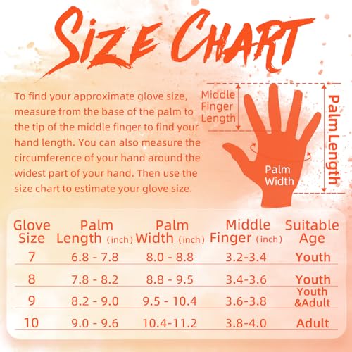 WVVOU Soccer Goalie Gloves Youth Adults, High Performance Goalkeeper Gloves, Breathable Soccer Gloves, 4+3mm Super Grip for The Toughest Saves (Orange, 7)