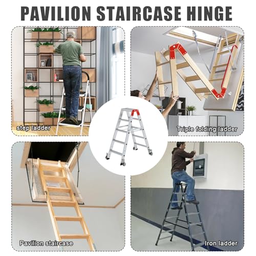 Dachbodenleiter Scharniere zum Herunterziehbare, Dachbodentreppe Ersatzteile für Aluleiter, Bodentreppe Zubehör für die Restaurierung alten Dachbodenleitern, 2 Stück