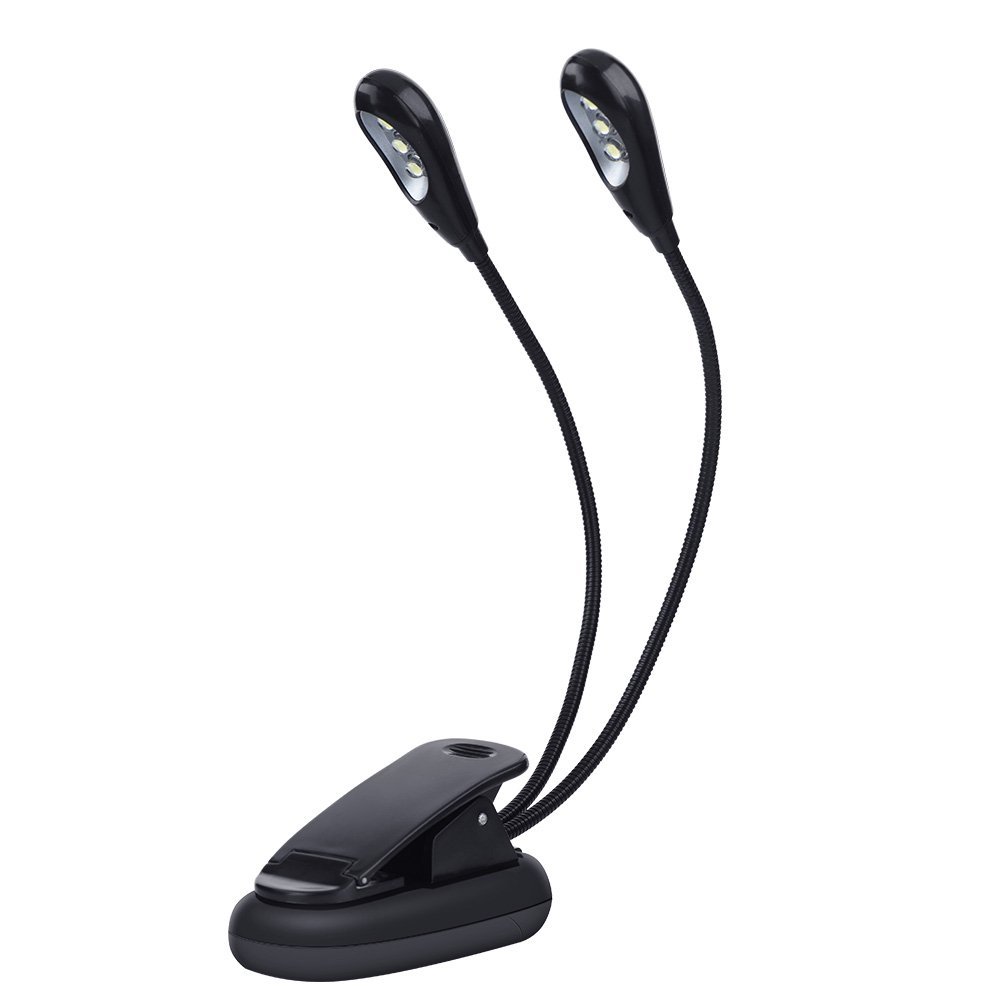 Lampada da Leggio, Doppio Braccio Regolabile LED Portatile, Lampada Studio per Ufficio Letto Studenti Lettura Notturna