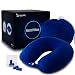 OXA Memory Foam Neck Pillow With 2 Pair of Earplugs, Double Buckcle, Dark Blue Travel Pillow