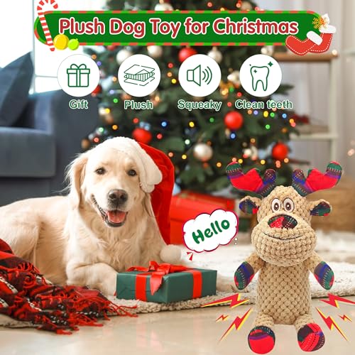 Juguete de peluche con sonido para perro estilo reno miniatura 6