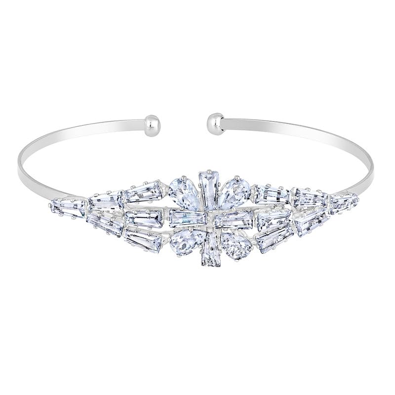 Mahi Rhodium Plated Floral Design White Cubic Zriconia CZ Studded Adjustable Kada/Bracelet for Women (BR1101051RWhi) (B0CRBHCFM1) Amazon Price History, Amazon Price Tracker