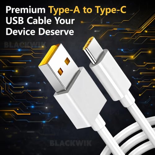 Image of Blackwik 100W Support SuperVOOC /SuperDart USB to Type C Fast Charging Cable Compatible with Realme 12 Pro+, 11 Pro+, 11, 10, 9 Pro, Narzo 60 Series, XT (65W Dart Support, White, Durable)