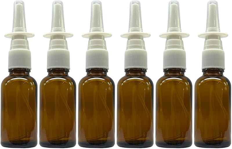 Frascos de vidro âmbar com pulverizador nasal ADVANCED ASCENT, 30 mL, Pacote com 6