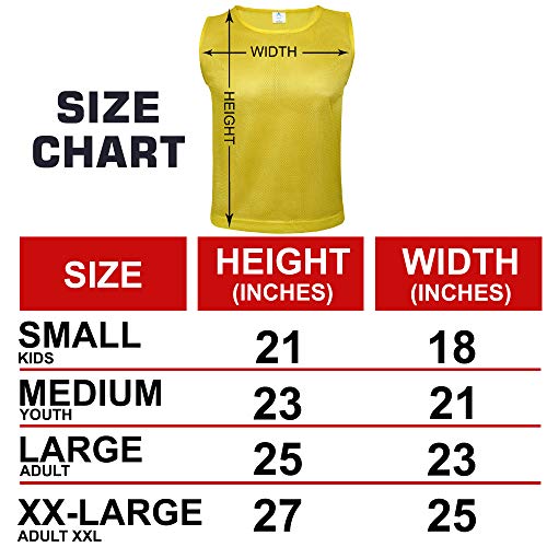 Athllete Duramesh Set Of 12- Scrimmage Vest/Pinnies/Team Practice Jerseys With Free Carry Bag. Sizes For Children, Youth, Adult And Adult Xxl (Golden Yellow, Small) #TOP3
